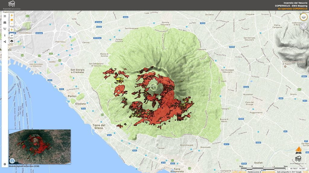 Incendio del Vesuvio - COPERNICUS - EMS Mapping